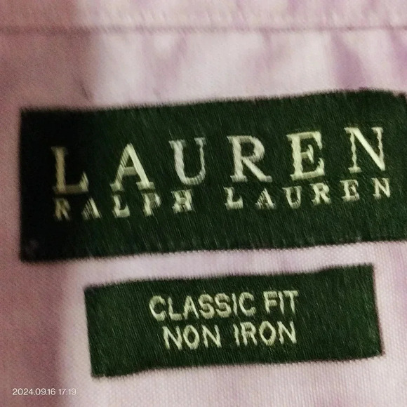 Lauren Ralph Lauren Men's Sz 16 1/2 Button Down Shirt Lavender Long Sleeves - Picture 10 of 11